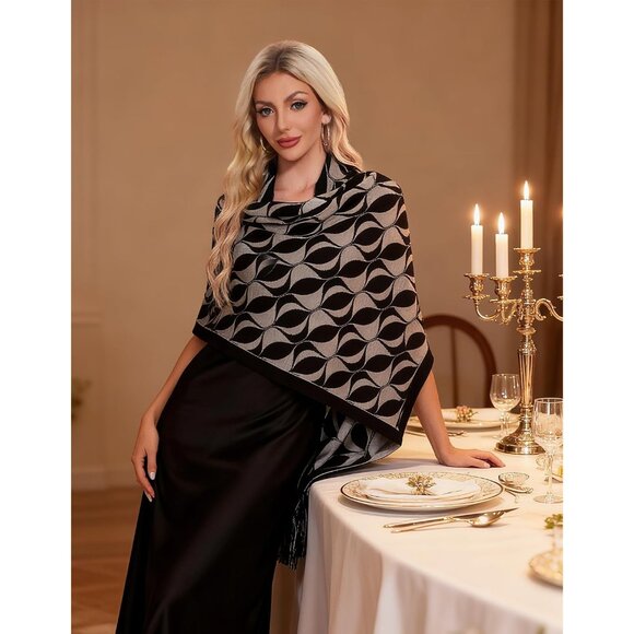 Women's Grey Luxury Silk Satin Scarf Shawl Wrap Elegant And Stylish Accessory - Picture 3 of 5